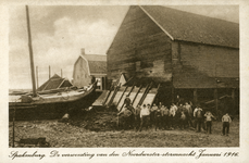 8971 Afbeelding van de verwoestingen door de storm van 13/14 januari 1916 in de haven van Spakenburg (gemeente ...